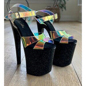 Pleaser holographic sandal heel 8" size 7